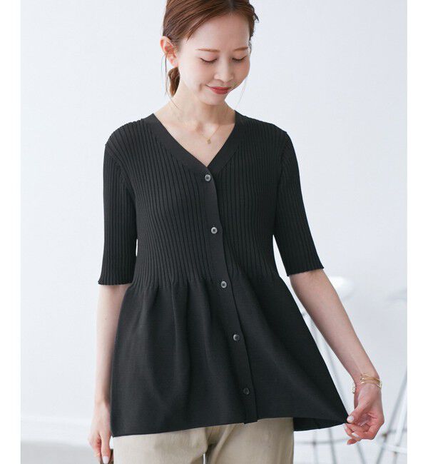 Rope&rsquo;Picnic「5分袖ペプラムカーディガン」|カーディガン|