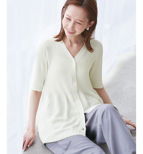 Rope&rsquo;Picnic「5分袖ペプラムカーディガン」|カーディガン|