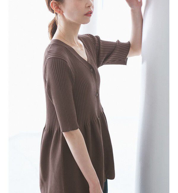 Rope&rsquo;Picnic「5分袖ペプラムカーディガン」|カーディガン|ブラウン系(22)