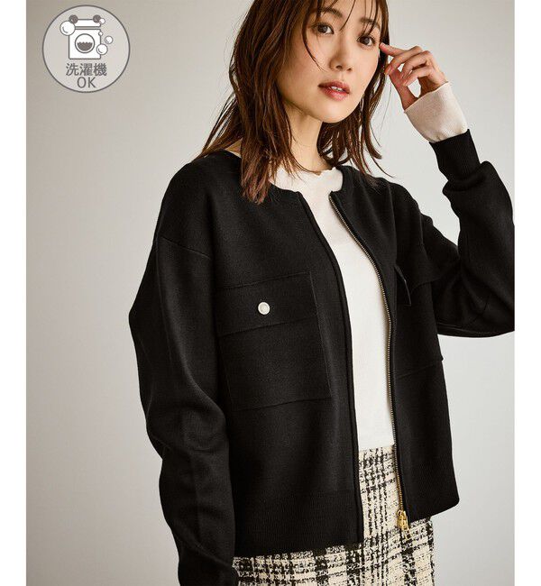 Rope&rsquo;Picnic「【WEB限定】ミラノリブダブルジップニットカーディガン」|カーディガン|ブラック(01)