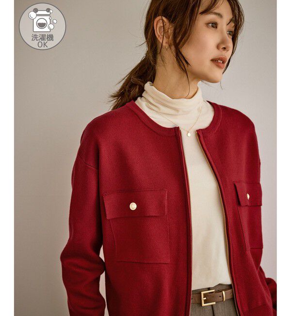 Rope&rsquo;Picnic「【WEB限定】ミラノリブダブルジップニットカーディガン」|カーディガン|レッド(60)