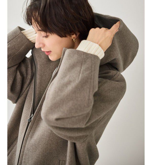 Rope&rsquo;Picnic「【新色追加】ジャージーメルトンシリーズ ジップアップフーデッドコート/無地・チェック/リンクコーデ」|その他|ブラウン(20)