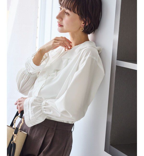 Rope&rsquo;Picnic「ハシゴレース&times;ラッフルフリルブラウス」|シャツ・ブラウス|オフホワイト(15)