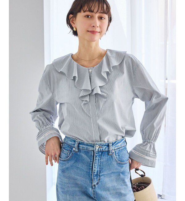 Rope&rsquo;Picnic「ハシゴレース&times;ラッフルフリルブラウス」|シャツ・ブラウス|