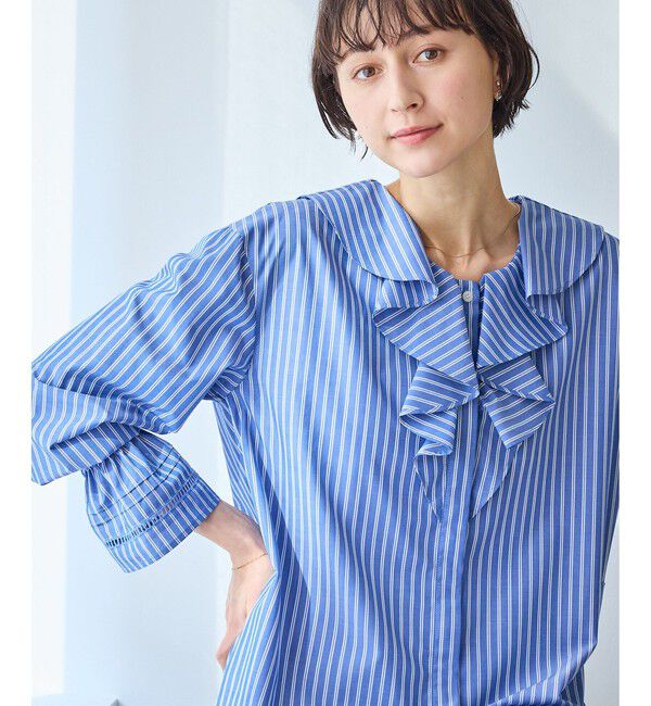 Rope&rsquo;Picnic「ハシゴレース&times;ラッフルフリルブラウス」|シャツ・ブラウス|