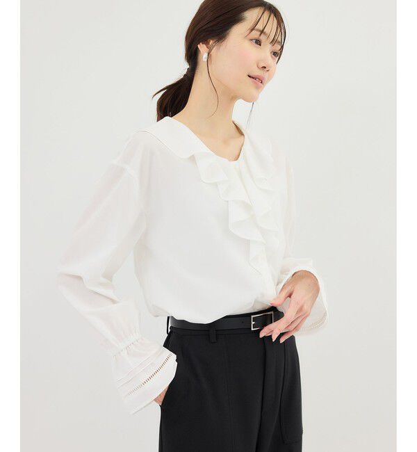 Rope&rsquo;Picnic「ハシゴレース&times;ラッフルフリルブラウス」|シャツ・ブラウス|