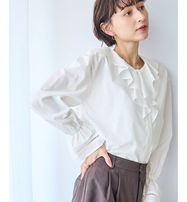 Rope&rsquo;Picnic「ハシゴレース&times;ラッフルフリルブラウス」|シャツ・ブラウス|