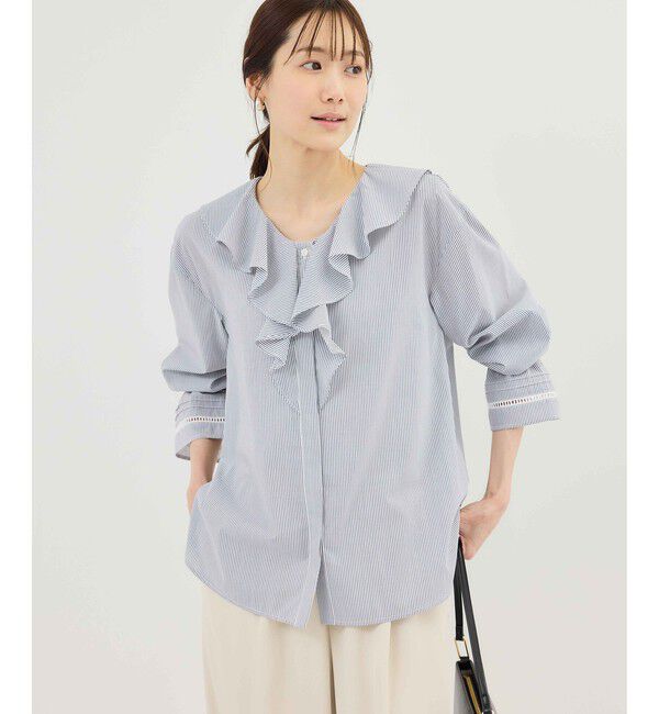 Rope&rsquo;Picnic「ハシゴレース&times;ラッフルフリルブラウス」|シャツ・ブラウス|