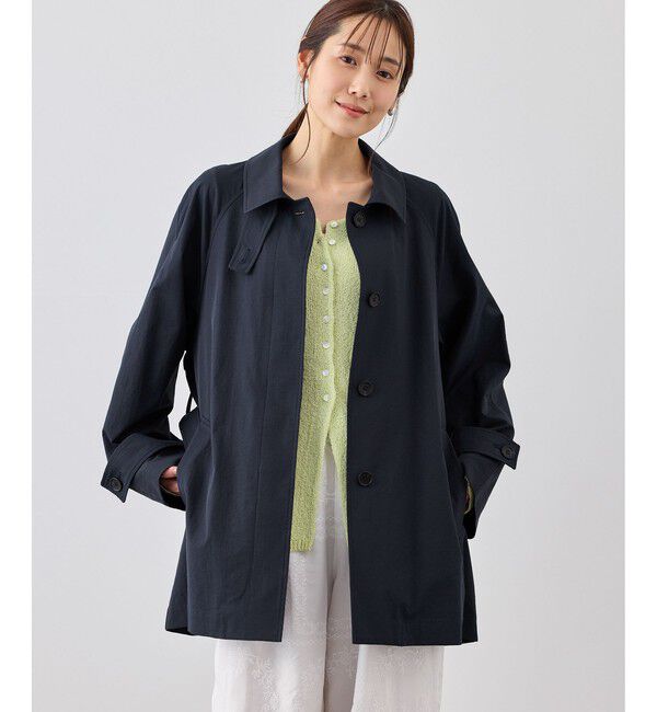 Rope&rsquo;Picnic「ミドル丈ステンカラーコート/撥水・花粉ガード」|ステンカラーコート|ネイビー(40)