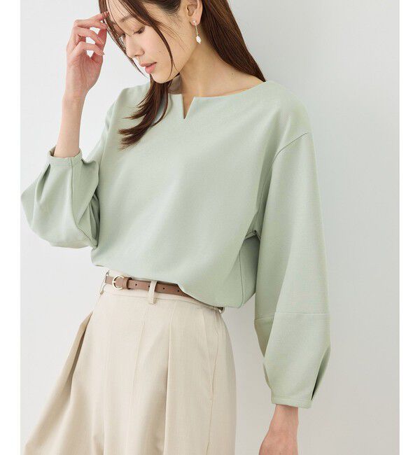 Rope&rsquo;Picnic「ランタンスリーブリップルカットトップス」|Tシャツ・カットソー|