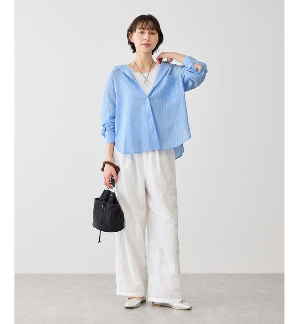 Rope&rsquo;Picnic「お着軽シャツシリーズ コットンボイルフーディーシャツ/接触冷感・通気性」|シャツ・ブラウス|