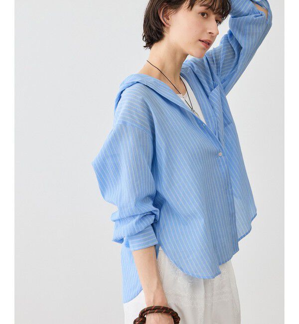 Rope&rsquo;Picnic「お着軽シャツシリーズ コットンボイルフーディーシャツ/接触冷感・通気性」|シャツ・ブラウス|