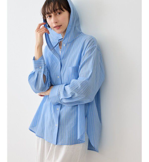 Rope&rsquo;Picnic「お着軽シャツシリーズ コットンボイルフーディーシャツ/接触冷感・通気性」|シャツ・ブラウス|