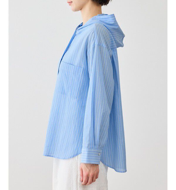 Rope&rsquo;Picnic「お着軽シャツシリーズ コットンボイルフーディーシャツ/接触冷感・通気性」|シャツ・ブラウス|