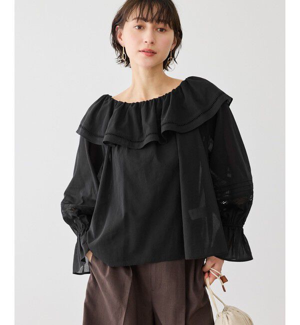 Rope&rsquo;Picnic「お着軽シャツシリーズ コットンボイルレース使いオフショルブラウス/接触冷感・通気性」|シャツ・ブラウス|