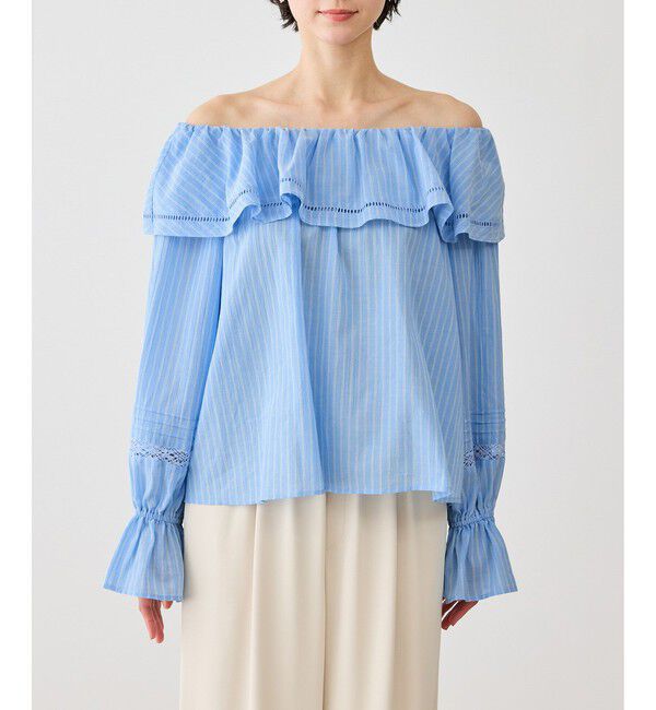 Rope&rsquo;Picnic「お着軽シャツシリーズ コットンボイルレース使いオフショルブラウス/接触冷感・通気性」|シャツ・ブラウス|
