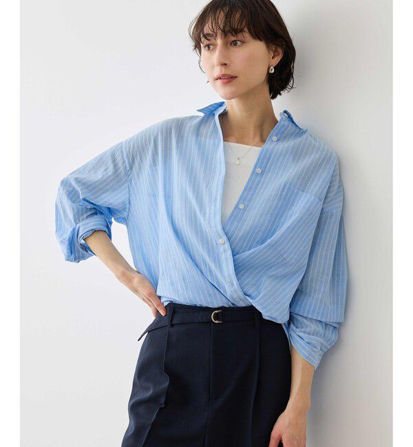 Rope&rsquo;Picnic「お着軽シャツシリーズ コットンボイル2WAYカシュクールシャツ/接触冷感・通気性」|シャツ・ブラウス|