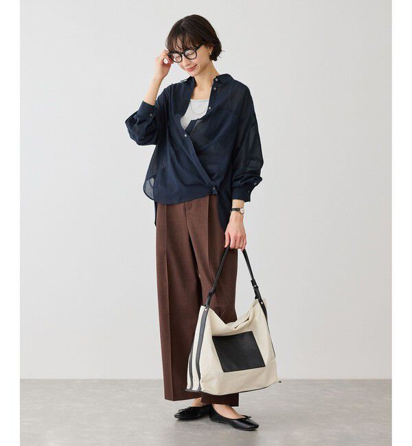 Rope&rsquo;Picnic「お着軽シャツシリーズ コットンボイル2WAYカシュクールシャツ/接触冷感・通気性」|シャツ・ブラウス|