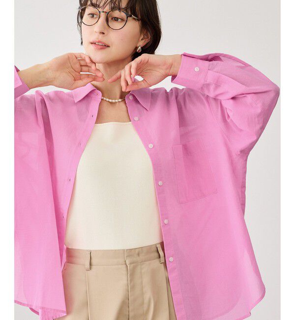 Rope&rsquo;Picnic「お着軽シャツシリーズ コットンボイル2WAYカシュクールシャツ/接触冷感・通気性」|シャツ・ブラウス|ピンク(63)