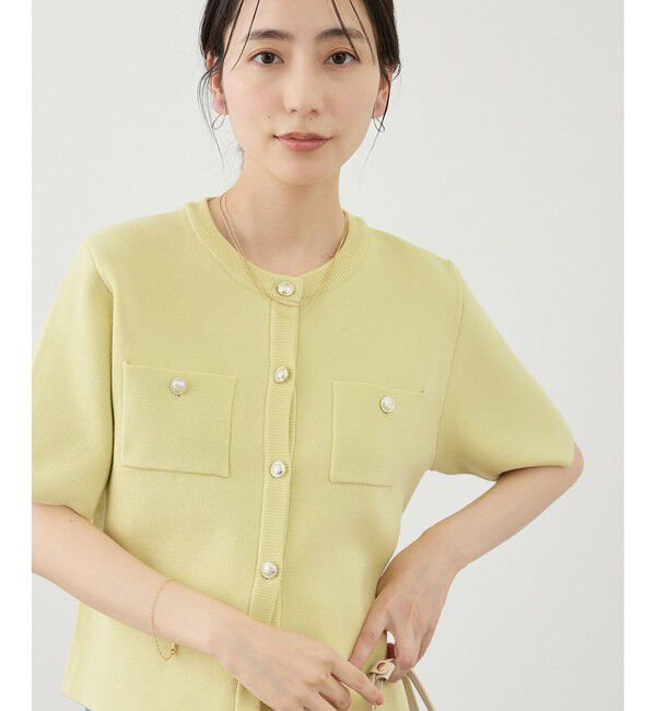 Rope&rsquo;Picnic「ミラノリブ金ボタン半袖カーディガン」|カーディガン|