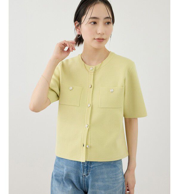 Rope&rsquo;Picnic「ミラノリブ金ボタン半袖カーディガン」|カーディガン|