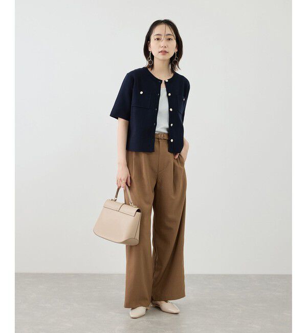 Rope&rsquo;Picnic「ミラノリブ金ボタン半袖カーディガン」|カーディガン|