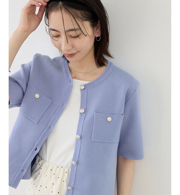 Rope&rsquo;Picnic「ミラノリブ金ボタン半袖カーディガン」|カーディガン|