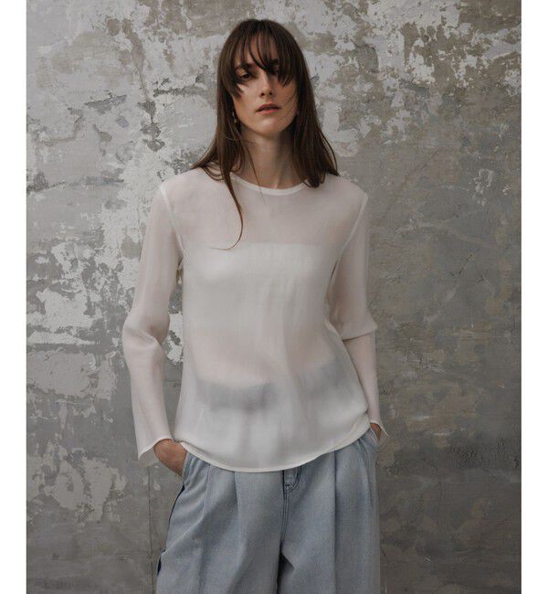 ADAM ET ROPE'「【EMOELLE】ウォッシャブルキュプラブラウス」|シャツ・ブラウス|ホワイト(10)