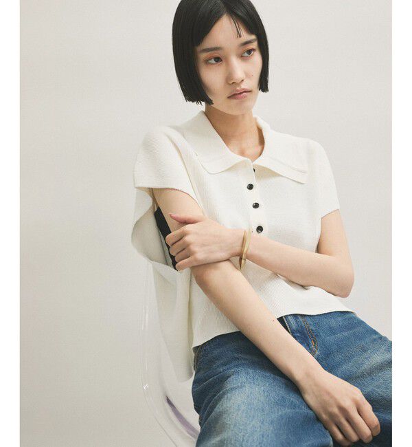ADAM ET ROPE'「【WEB限定】・【サステナブル】ニットポロTEE」|ポロシャツ|オフホワイト(15)