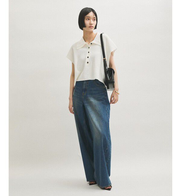 ADAM ET ROPE'「【WEB限定】・【サステナブル】ニットポロTEE」|ポロシャツ|