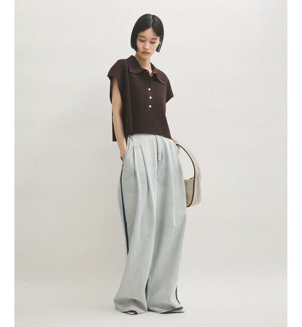 ADAM ET ROPE'「【WEB限定】・【サステナブル】ニットポロTEE」|ポロシャツ|