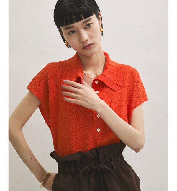 ADAM ET ROPE'「【WEB限定】・【サステナブル】ニットポロTEE」|ポロシャツ|