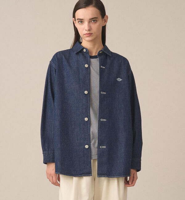 DANTON「DANTON | 11ozデニム ロングシャツジャケット WOMEN」|テーラードジャケット|INDIGO