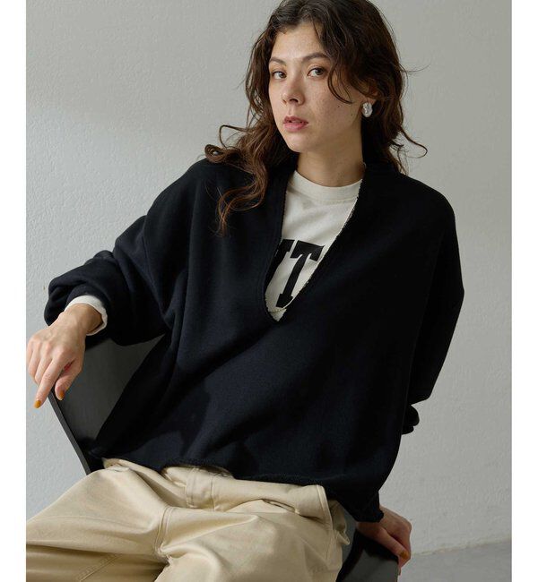  「スウェットVネックプルオーバー２」|Tシャツ・カットソー|ブラック