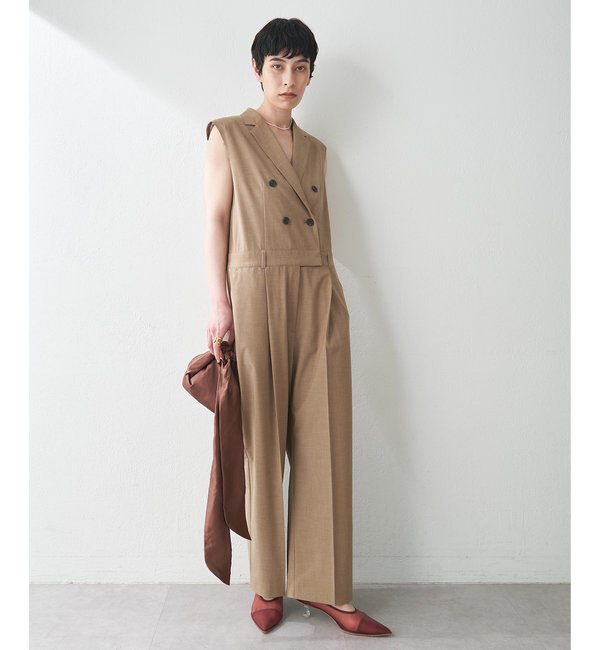  「【THE PAUSE】テーラーカラーノースリーブジャンプスーツ」|ワンピース|ベージュ