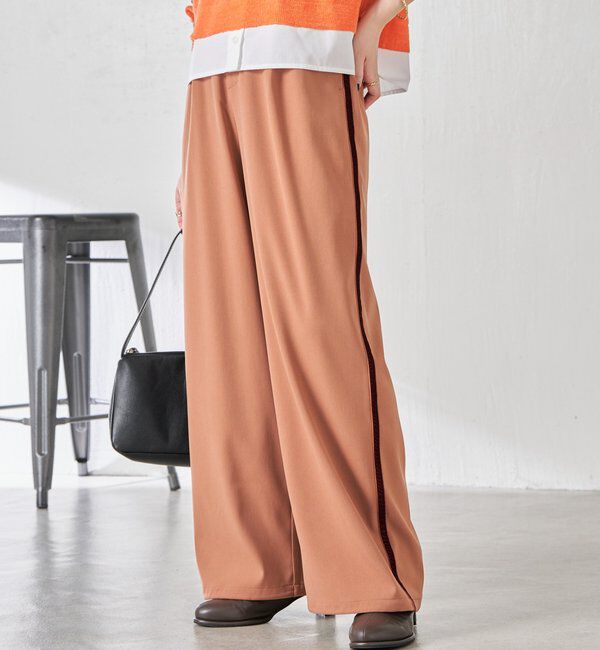  「サイドベロア裾ドロストパンツ」|チノ|