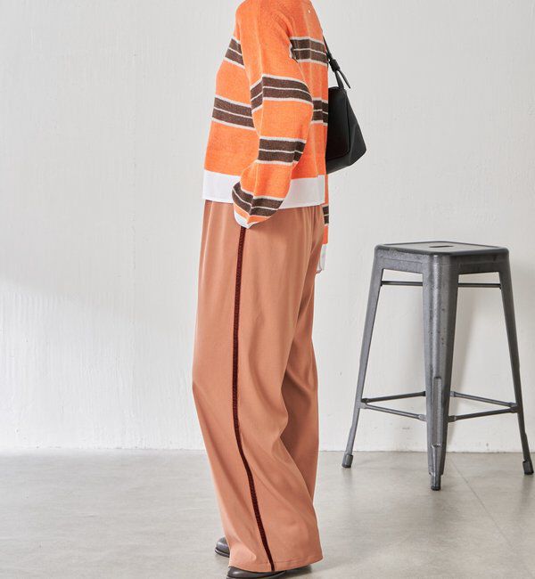  「サイドベロア裾ドロストパンツ」|チノ|