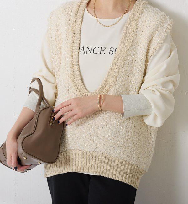  「ツイードライクニットベスト」|ニット・セーター|