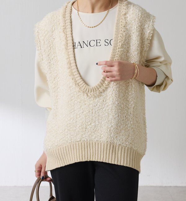  「ツイードライクニットベスト」|ニット・セーター|