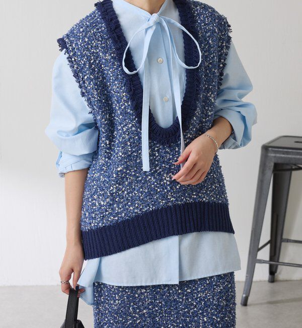  「ツイードライクニットベスト」|ニット・セーター|