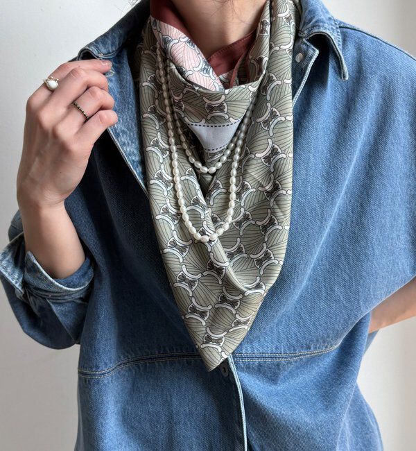  「【WEB限定】リバーシブル幾何柄スカーフ」|マフラー|