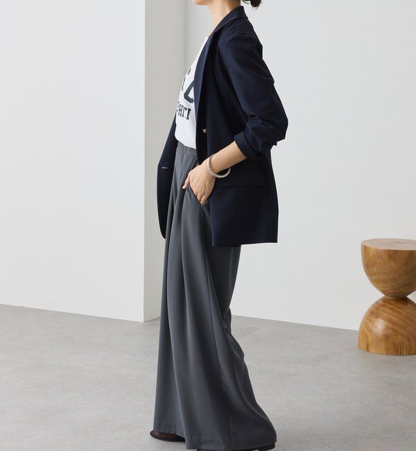  「【ウォッシャブル】【シーズンレスで使える】タックワイドスラックス」|チノ|