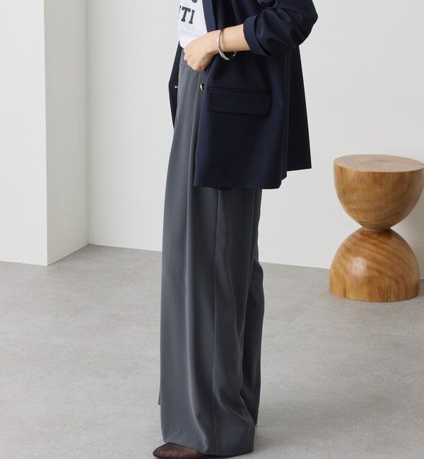  「【ウォッシャブル】【シーズンレスで使える】タックワイドスラックス」|チノ|