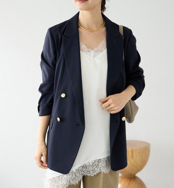  「【オンオフ着れる】ライトピークドラペルジャケット」|テーラードジャケット|