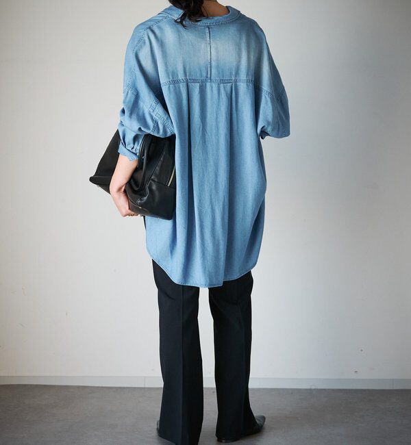  「【セットアップ可/真夏も快適！】ドレーピーデニムシャツ」|シャツ・ブラウス|