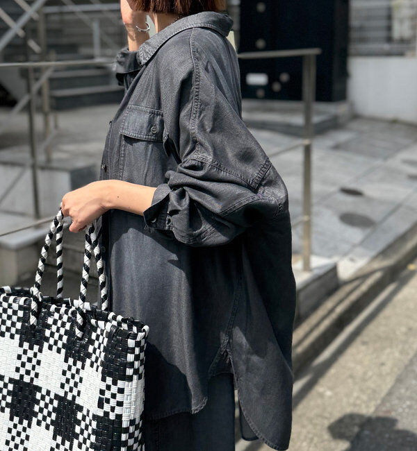  「【セットアップ可/真夏も快適！】ドレーピーデニムシャツ」|シャツ・ブラウス|