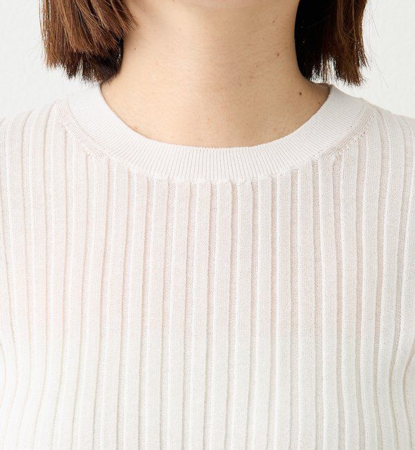  「【レイヤード風の袖口】シアーカフスリブニット」|ニット・セーター|