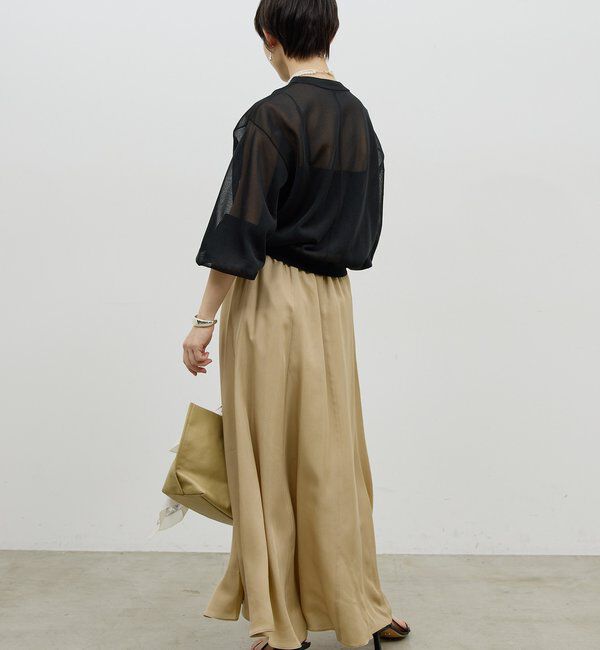  「【楽ちん&times;エレガント】【セットアップ対応】キュプラフレアスカート」|スカート|