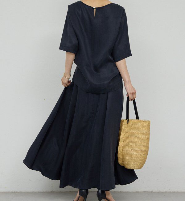  「【楽ちん&times;エレガント】【セットアップ対応】キュプラフレアスカート」|スカート|