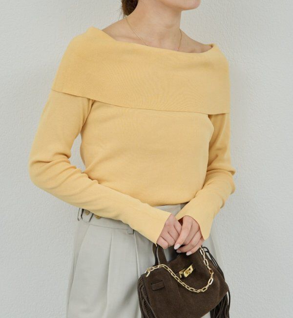  「【手洗い可】オフショルニット」|ニット・セーター|イエロー